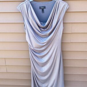 Elegant Grey/Gold Shimmer Draped Dress